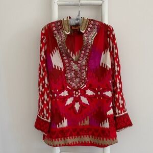 Tory Burch Red and Pink Blouse